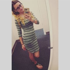 Gray and Black striped bodycon dress